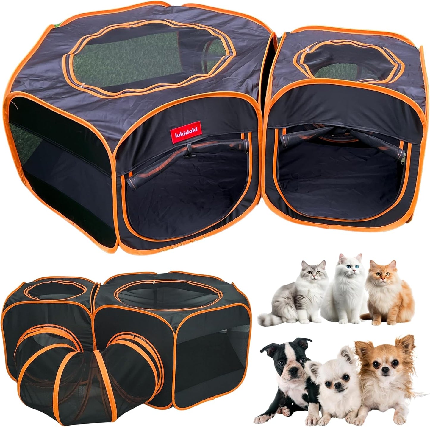 2-Room Foldable Pet Playpen: Separate Areas for 3-in-1 Fun!