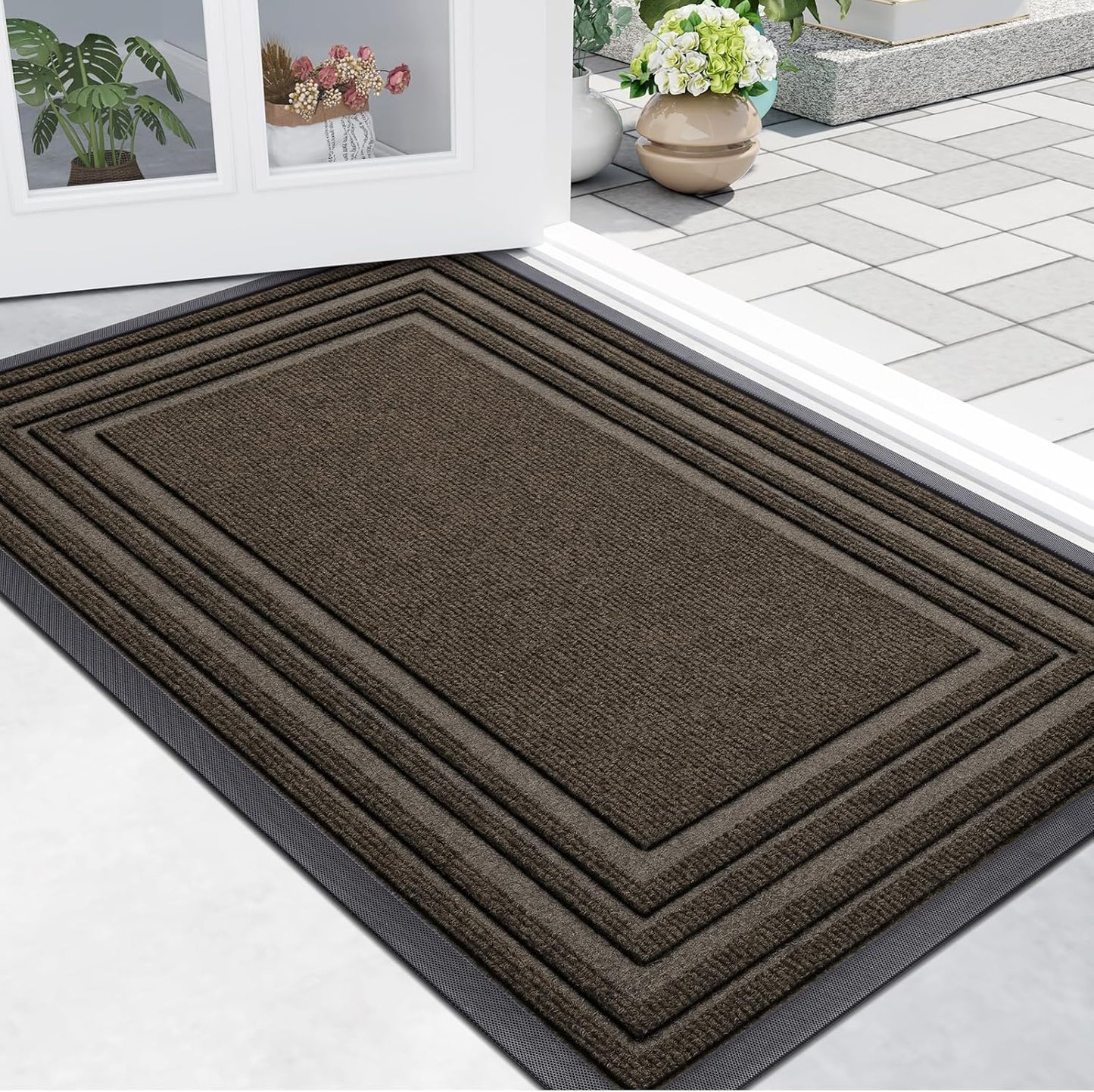 Buganda Front Door Mat for Indoor Outdoor Use, Non-Slip Design