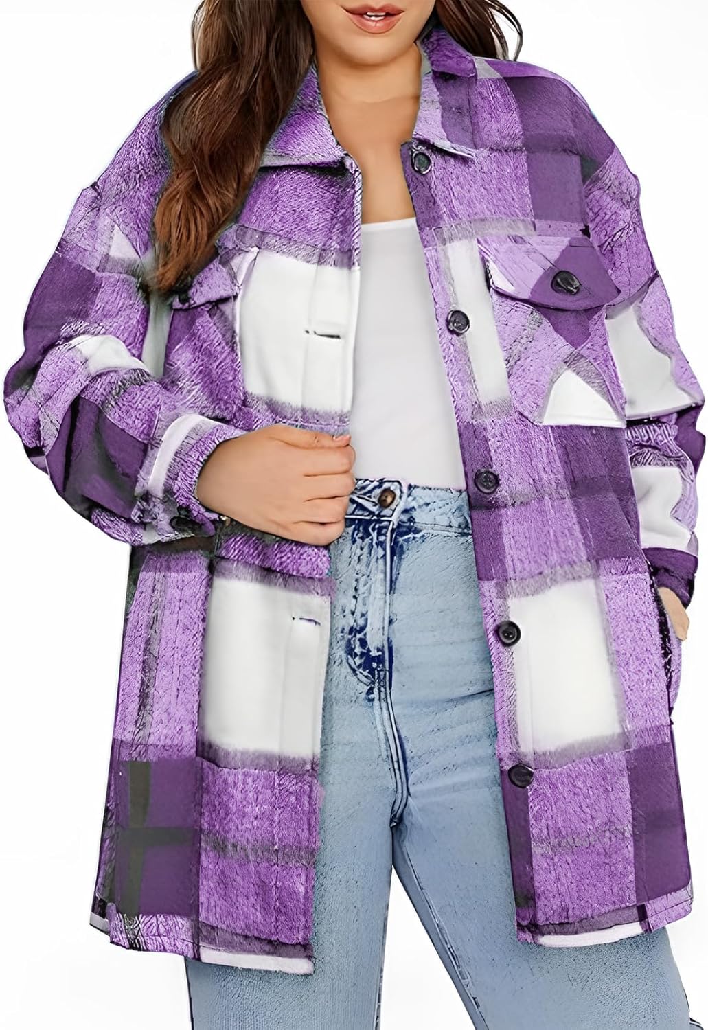 Eytino Womens Plus Size Long Sleeve Button Down Shirts for Style