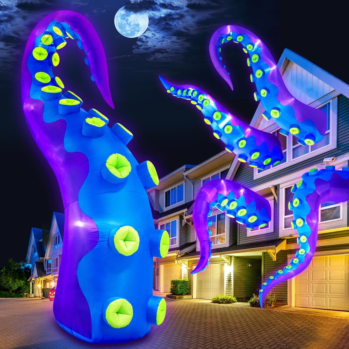 14FT Giant Halloween Inflatables Octopus Tentacles for Yard