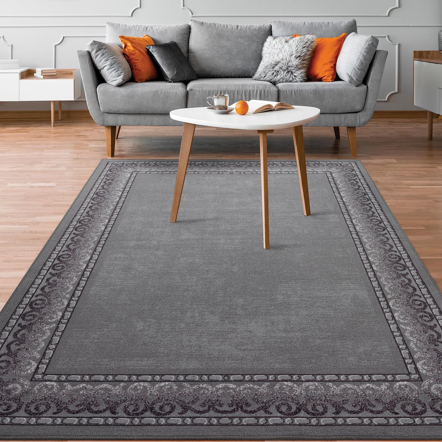 Antep Rugs Alfombras Bordered Modern 5x7 Non-Slip Area Rug