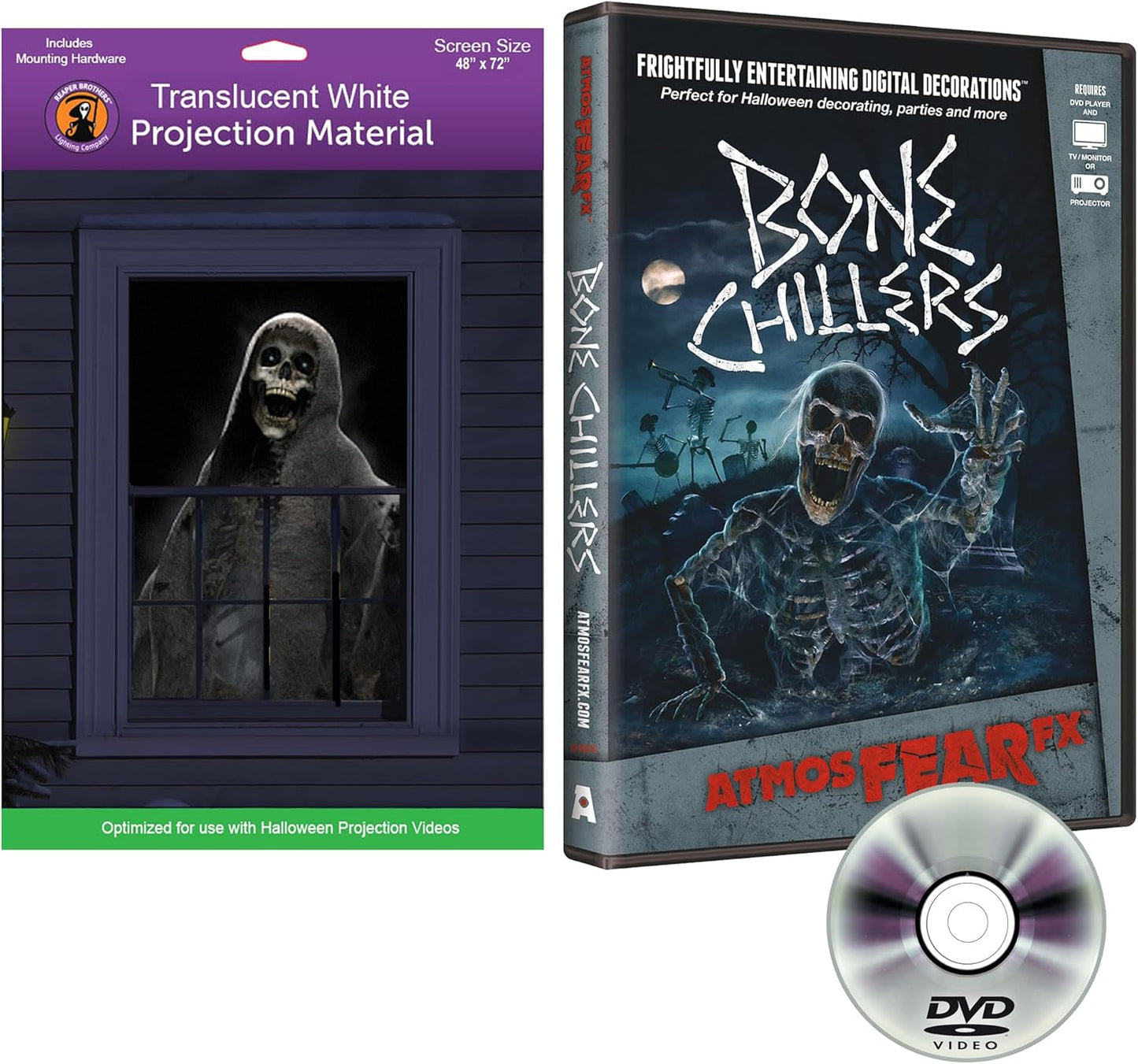 AtmosFearFx Halloween DVD with 48x72 White Reaper Brothers Screen