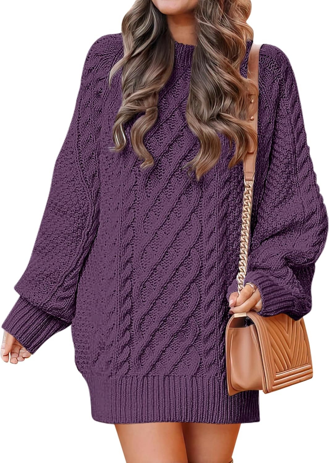 Oversized Cable Knit Sweater Dress for Women - Fall 2025 Style