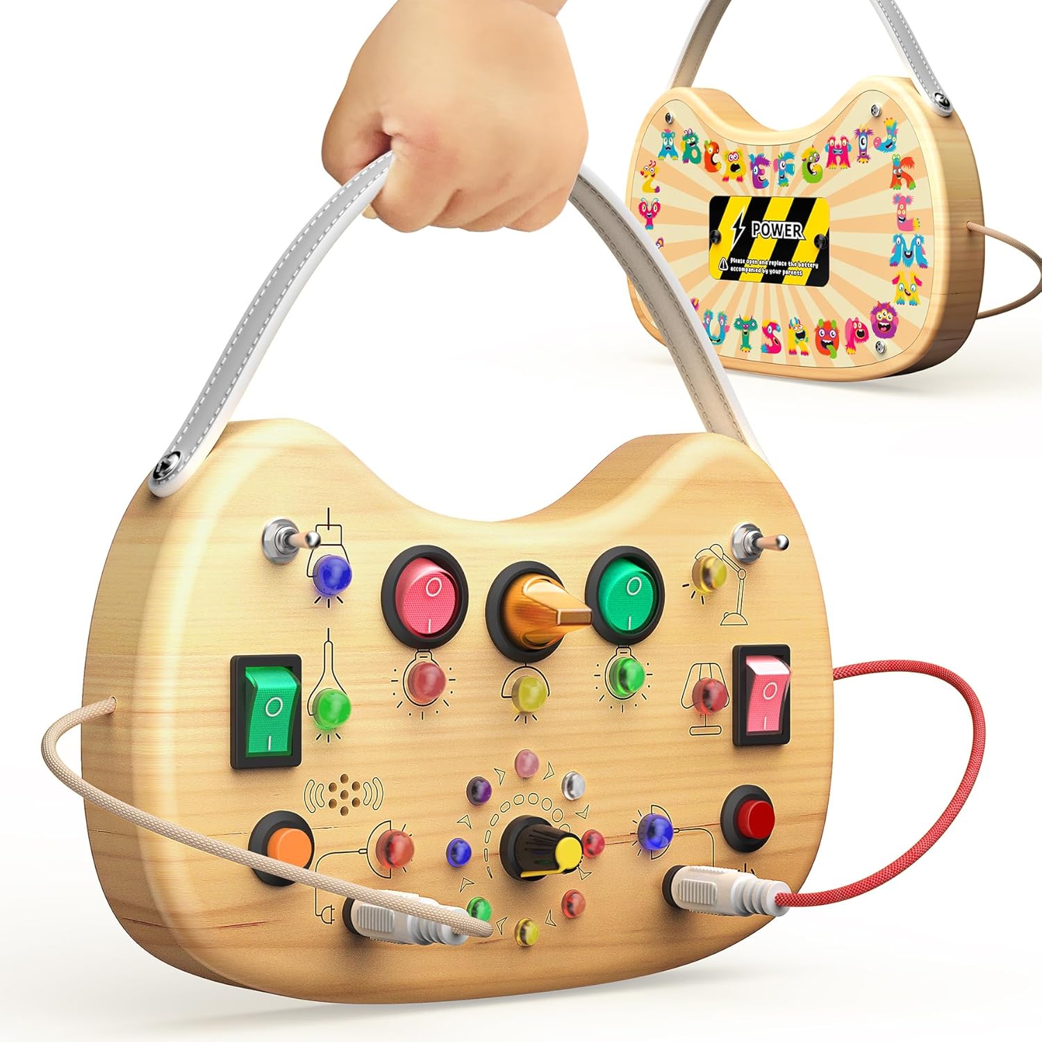 Montessori Toddler Busy Board: 17 LED Lights for Fine Motor Skills
