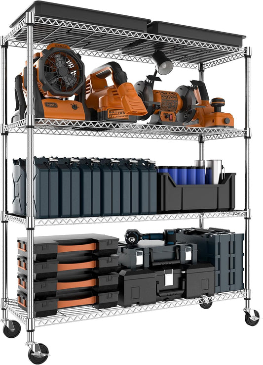 4 Tiers Storage Shelves with Heavy Duty Load Capacity of 1400LBS