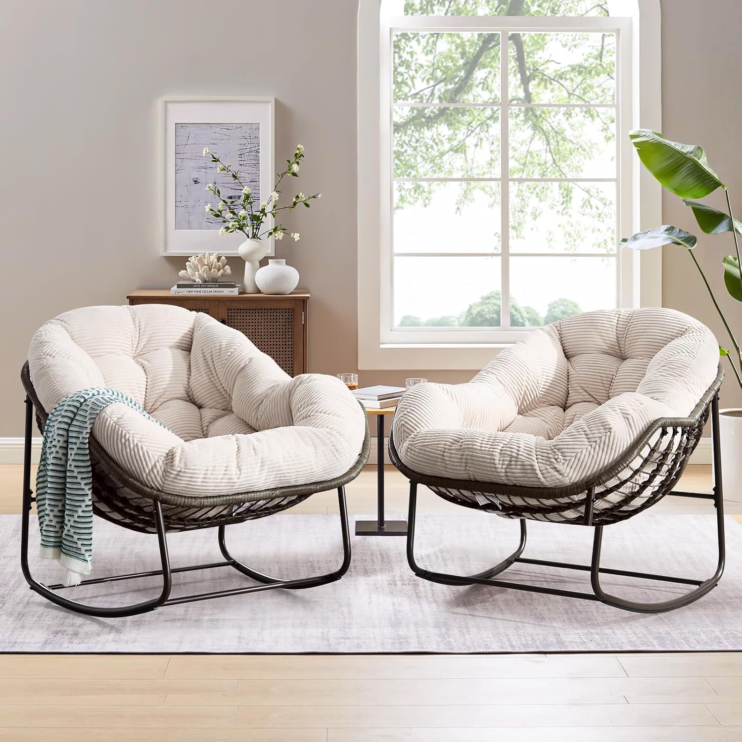 Large Indoor Rocking Chair Set of 2 for Cozy Living Spaces