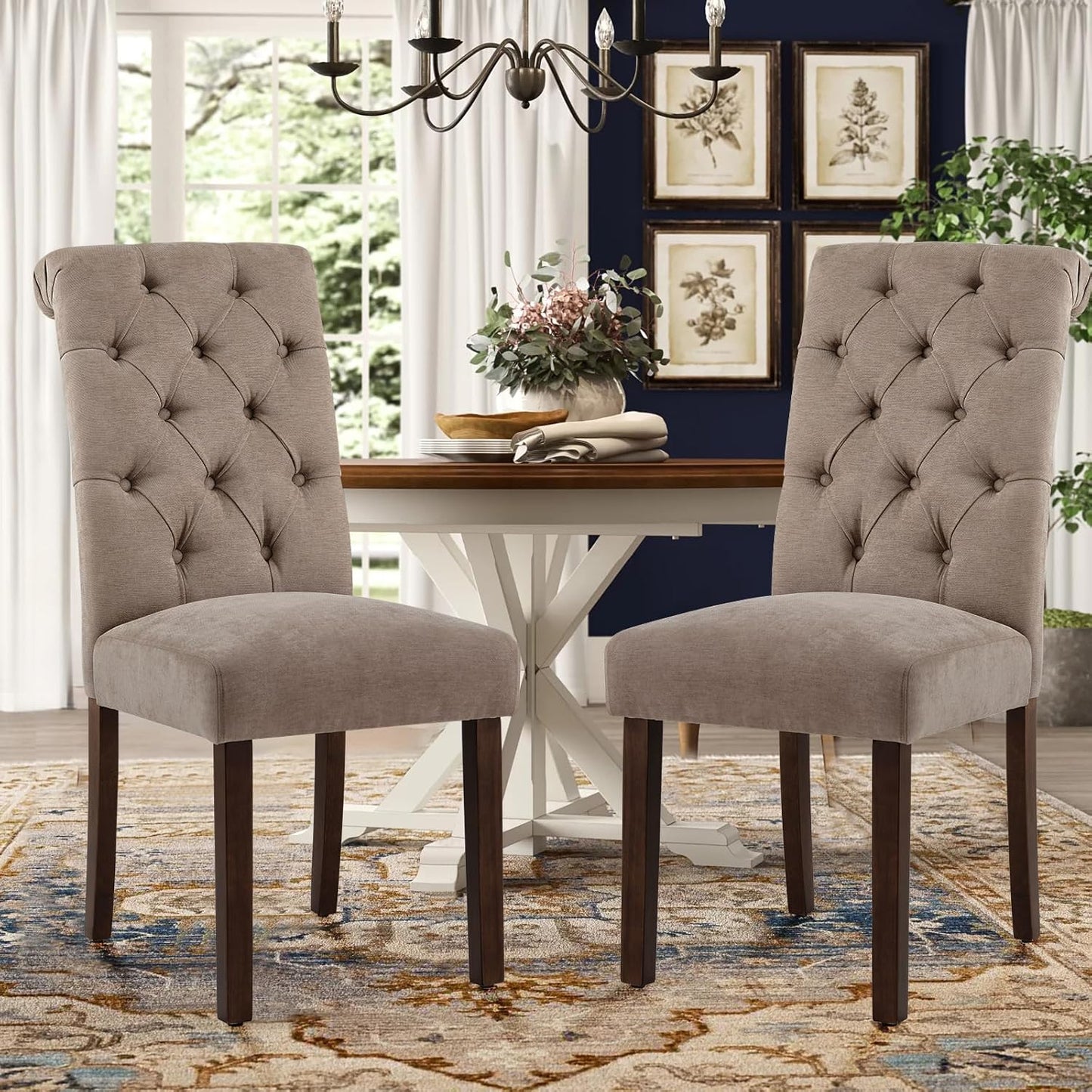 Elegant Button Tufted Dining Chairs Set of 2 for Modern Homes