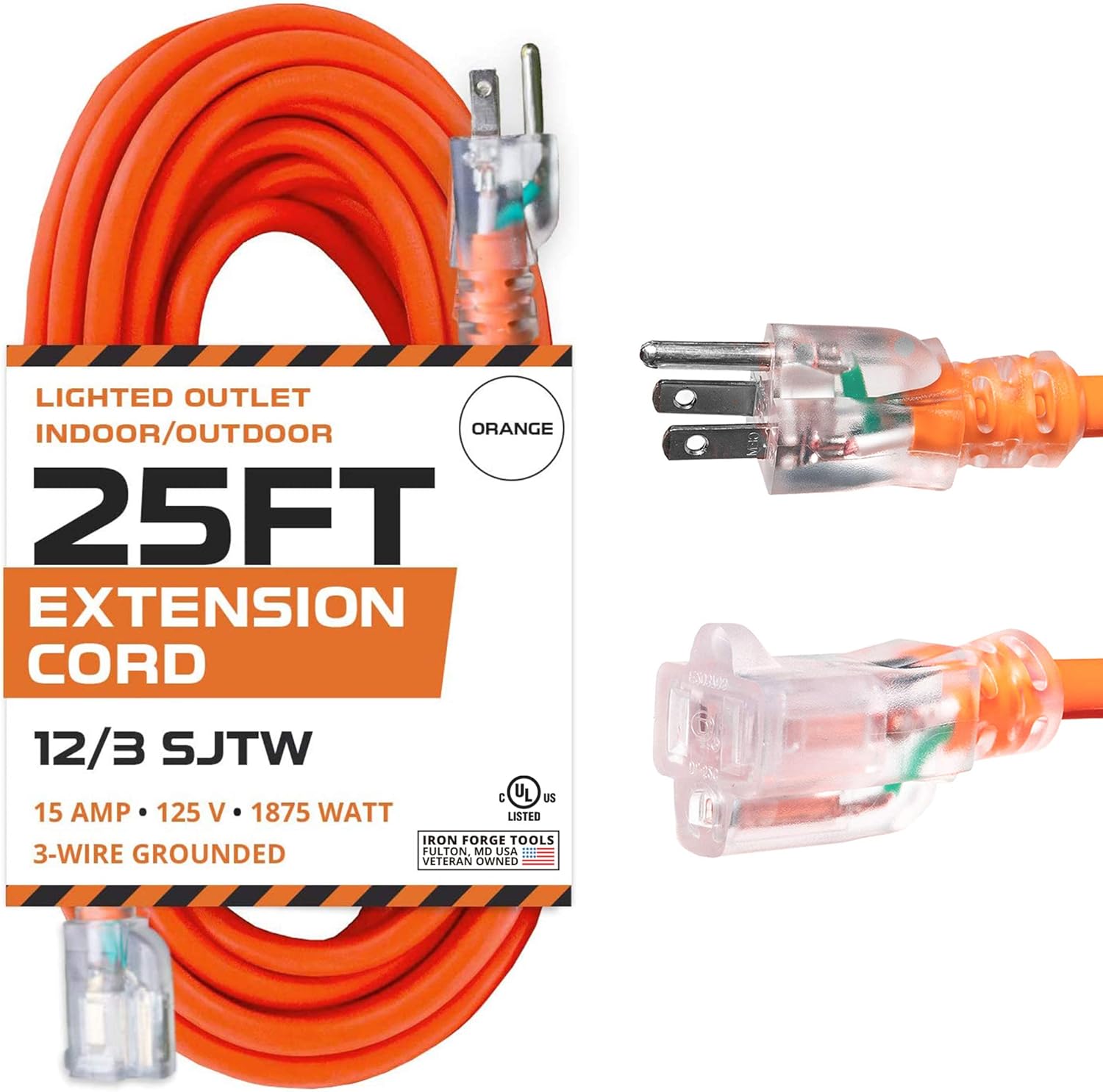 IRON FORGE CABLE 12 Gauge Extension Cord 25 Ft Lighted End