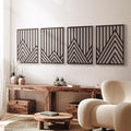 Black Abstract Metal Wall Art 4 Pack - Minimalist 3D Line Sculptures