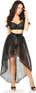 Daisy corsets Women's Fishnet & Faux Leather High Low Skirt - Edgy
