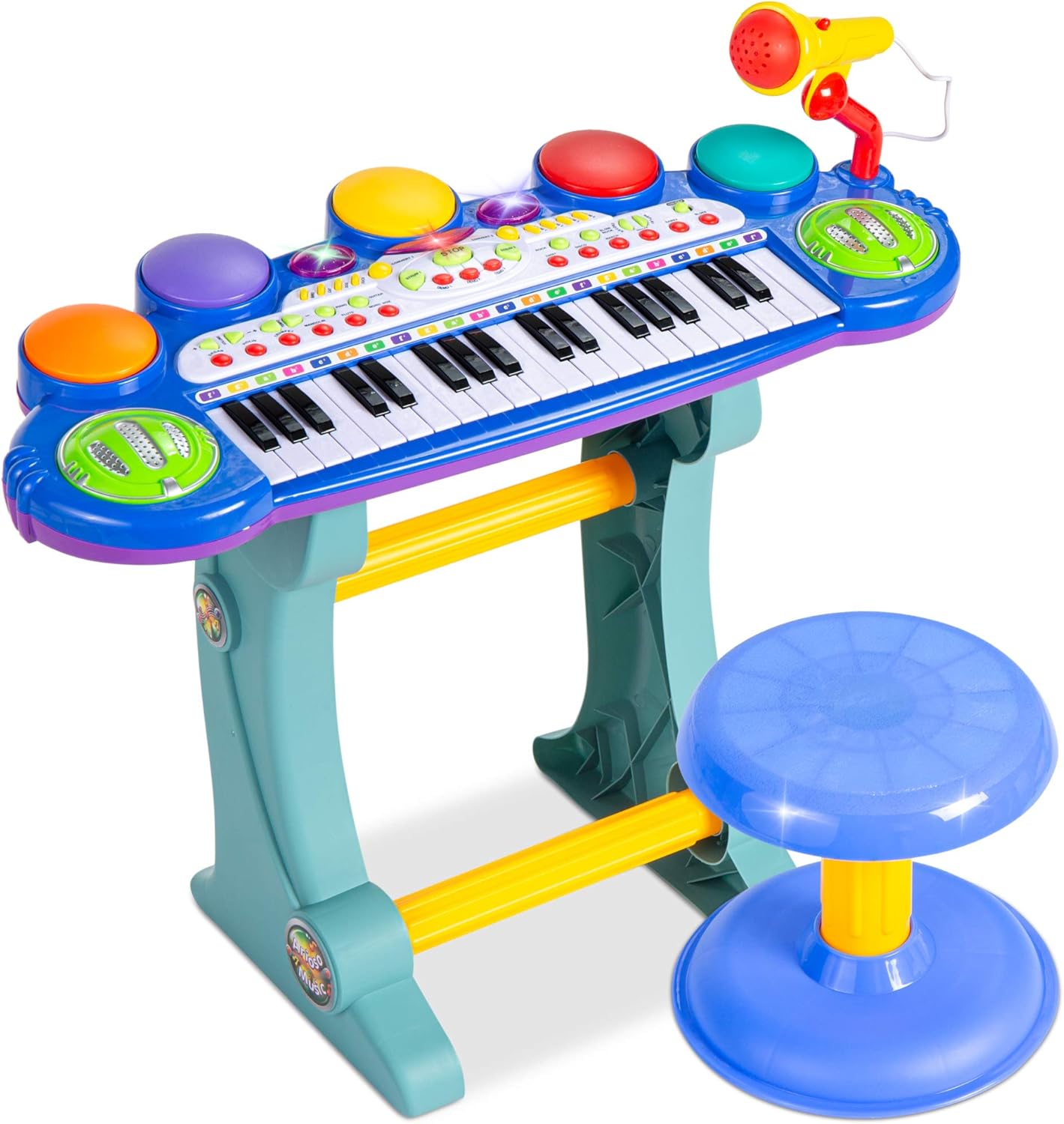Interactive Kids Piano Toy Set - Multiple Sounds, Lights, Microphone