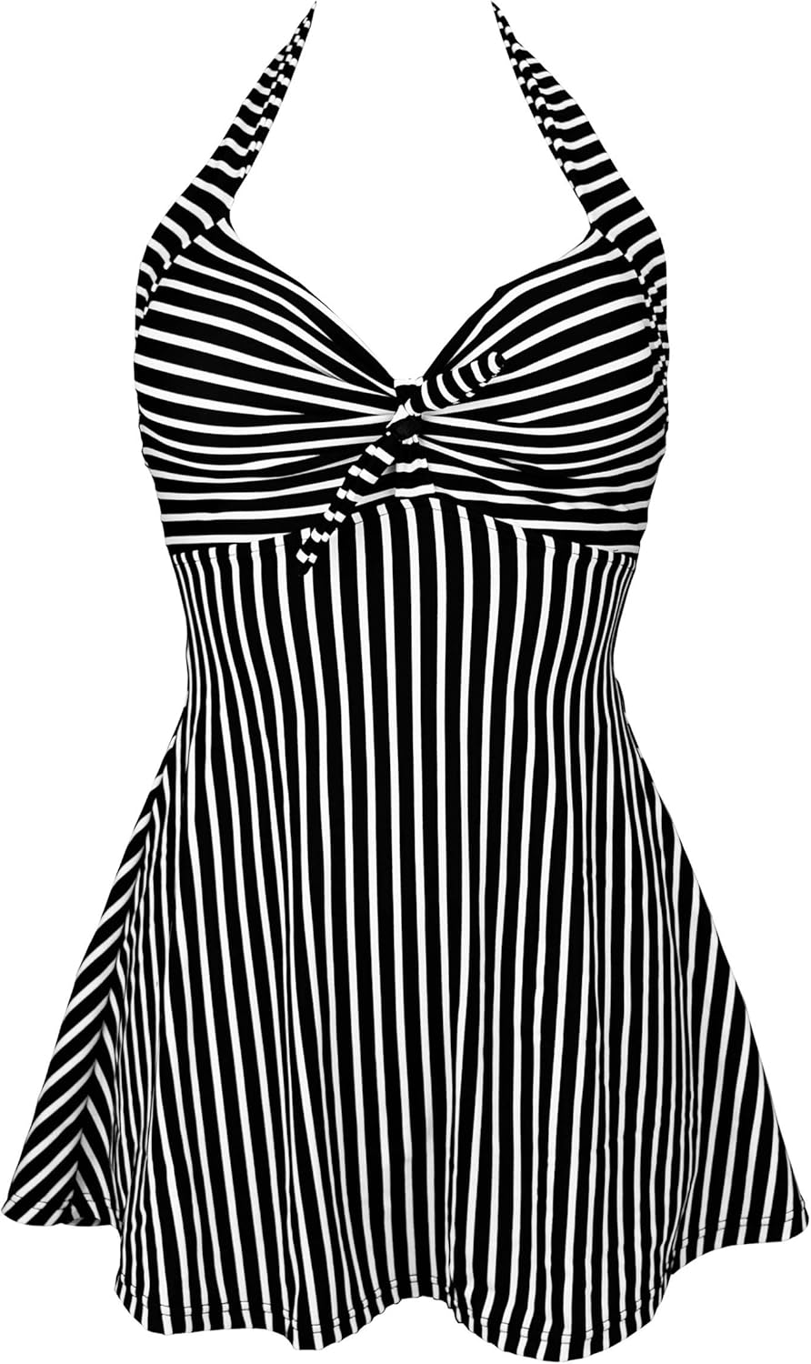 Vintage Sailor Pin Up Swimsuit Retro One Piece Skirtini Cover Up