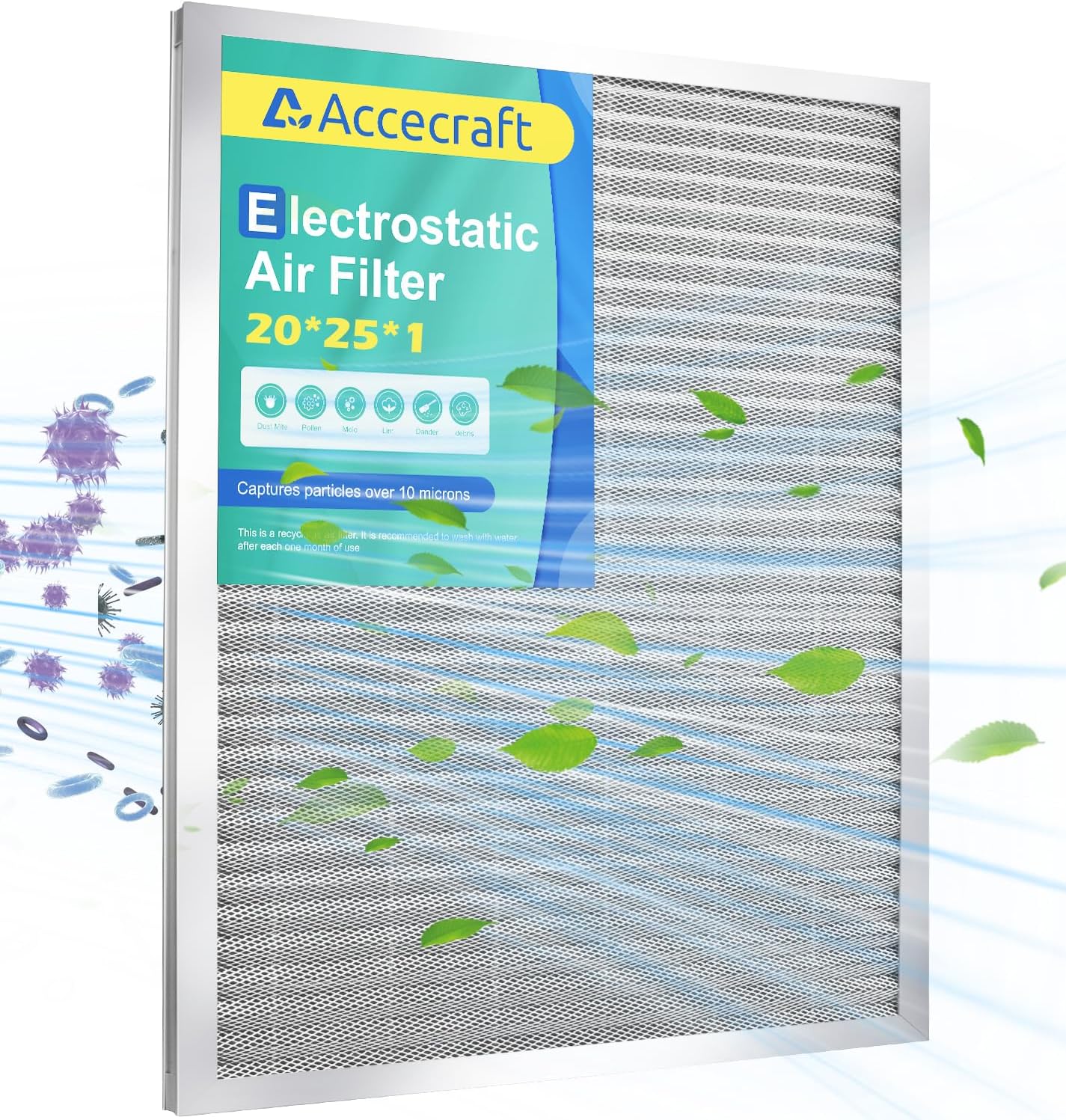 20x25x1 Electrostatic Air Filter for Cleaner Healthier Air
