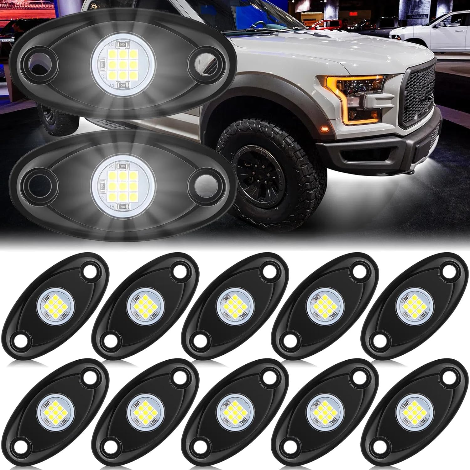 Macarrie 12 Pods Rock LED Lights for Car SUV Underglow Lighting
