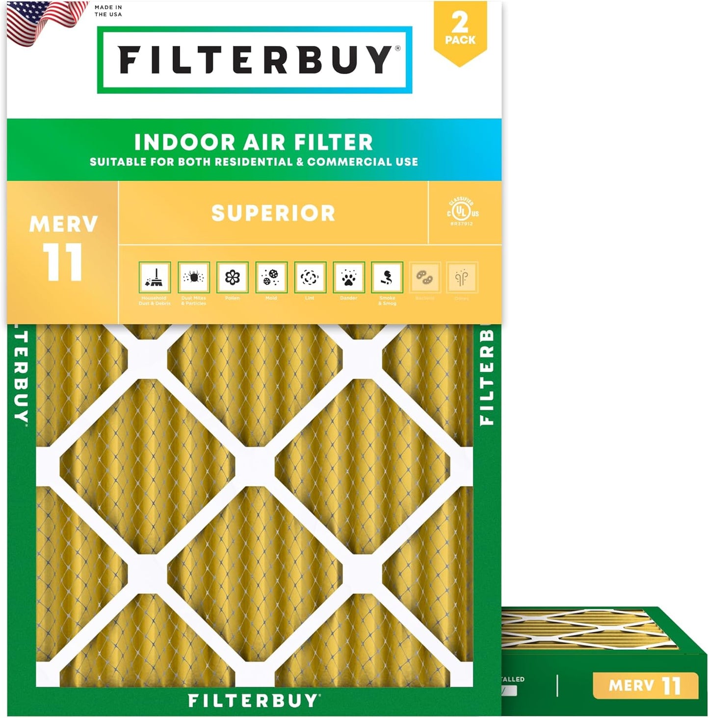 Filterbuy 24x28x2 Air Filter MERV 11 for Pet & Allergy Defense