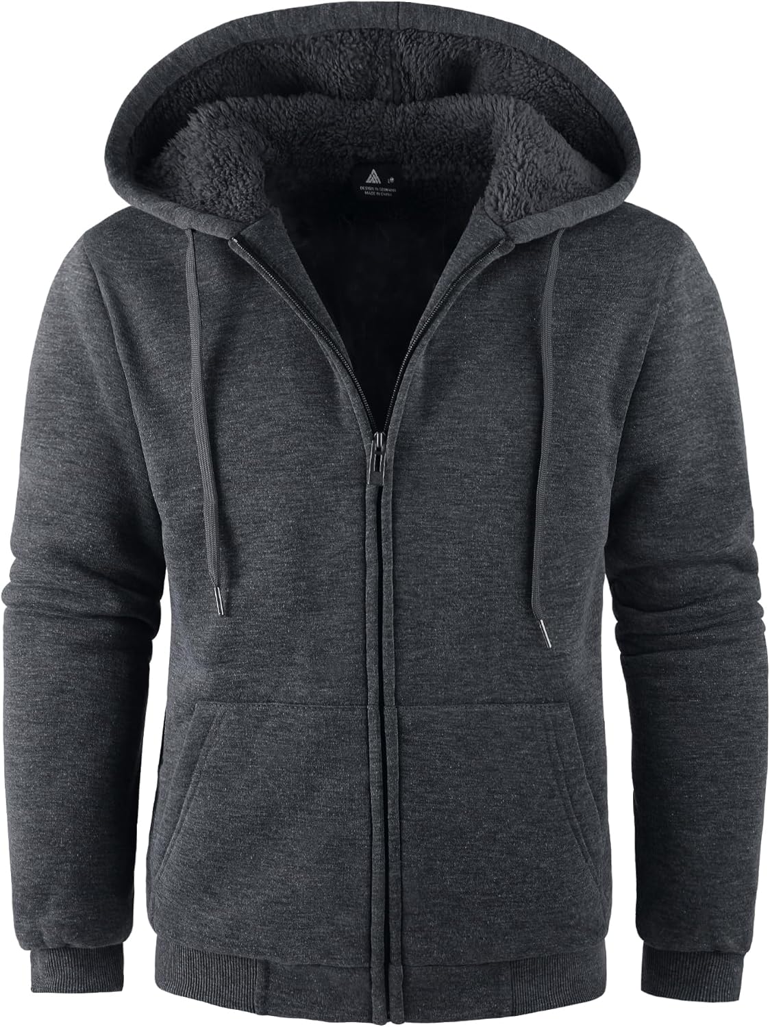 SWISSWELL Men Zip Up Hoodies Sherpa Lined Heavyweight Jacket