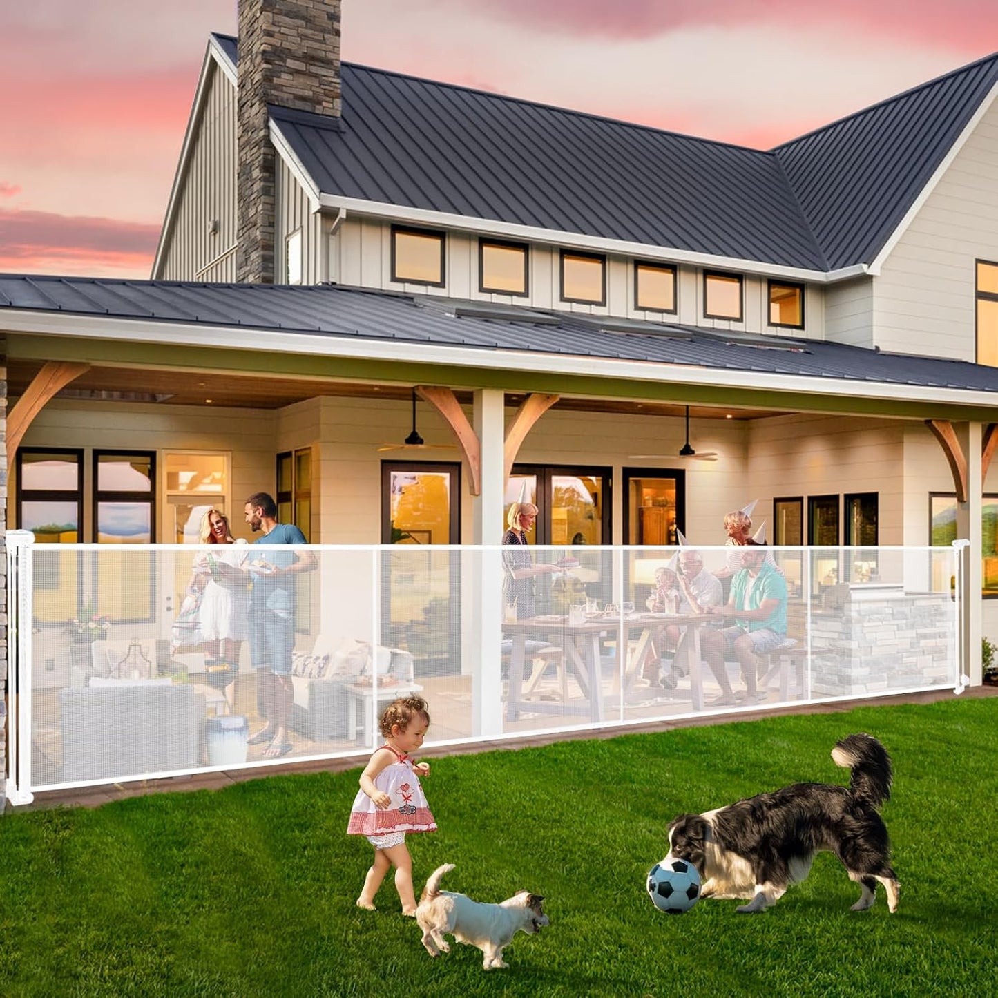 Retractable Baby Gates - 200in Extra Wide Safety Gate for Pets