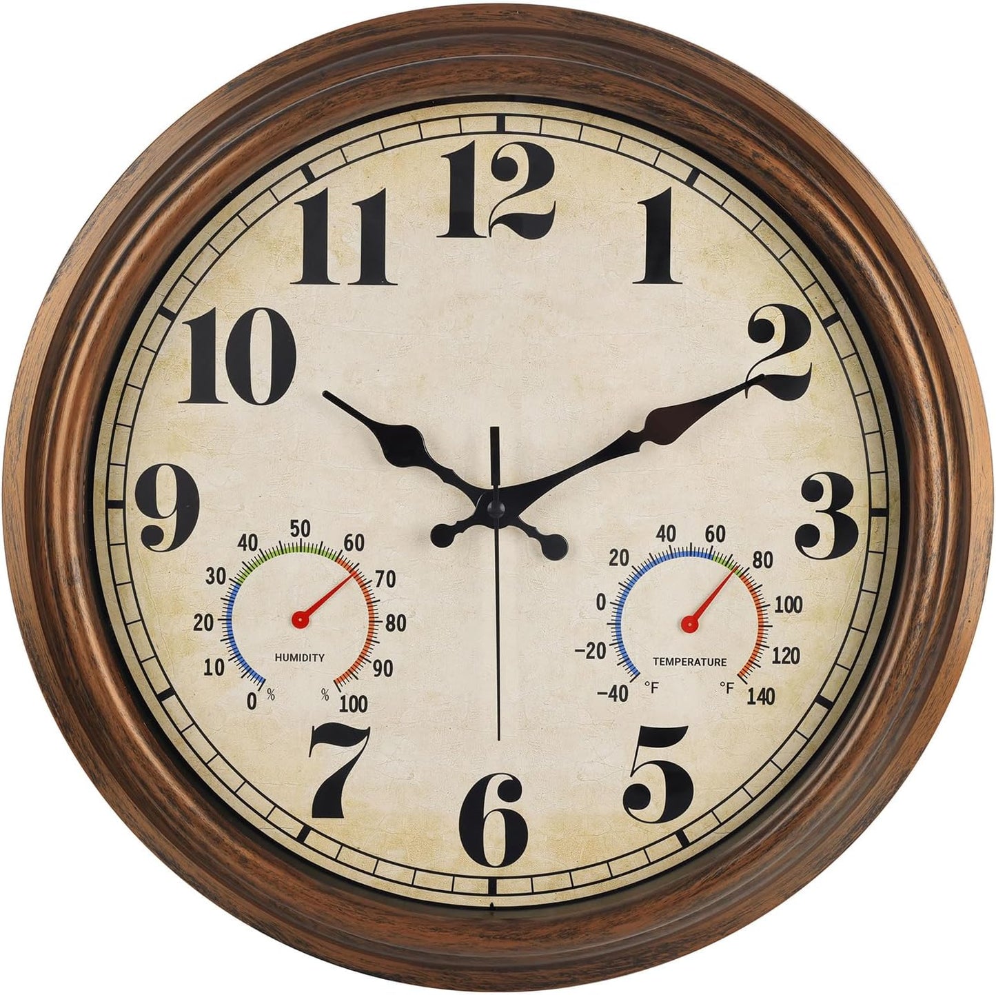 16 Inch Bronze Vintage Waterproof Wall Clock with Thermometer