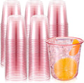 100 Pcs Disposable Stemless 12oz Plastic Wine Glasses - Clear Pink