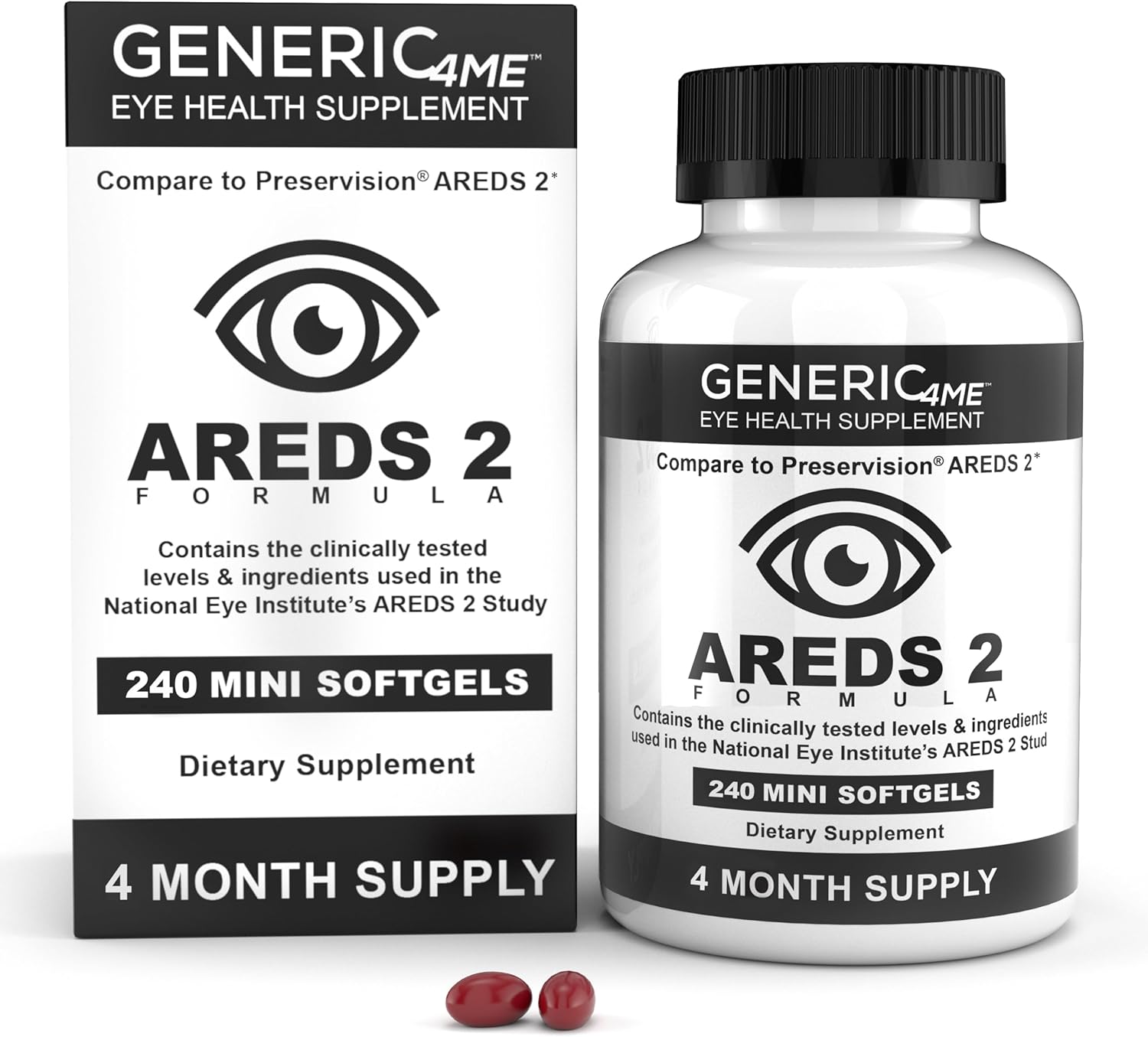 AREDS 2 SoftGels for Eye Health with Vitamin C and E Support