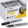 Permanent Markers Bulk 200 Pack Black Fine Tip - High Value