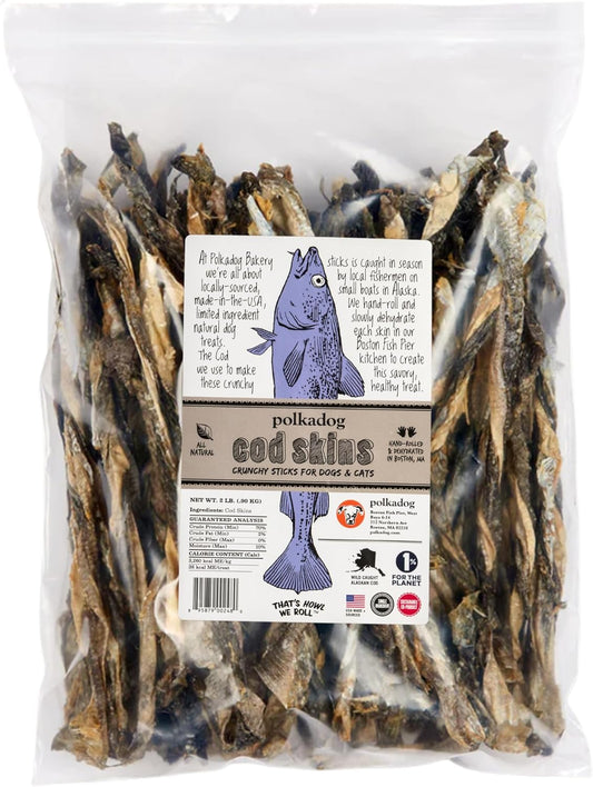 Polkadog Cod Skins for Dogs - Healthy, Grain-Free Treats