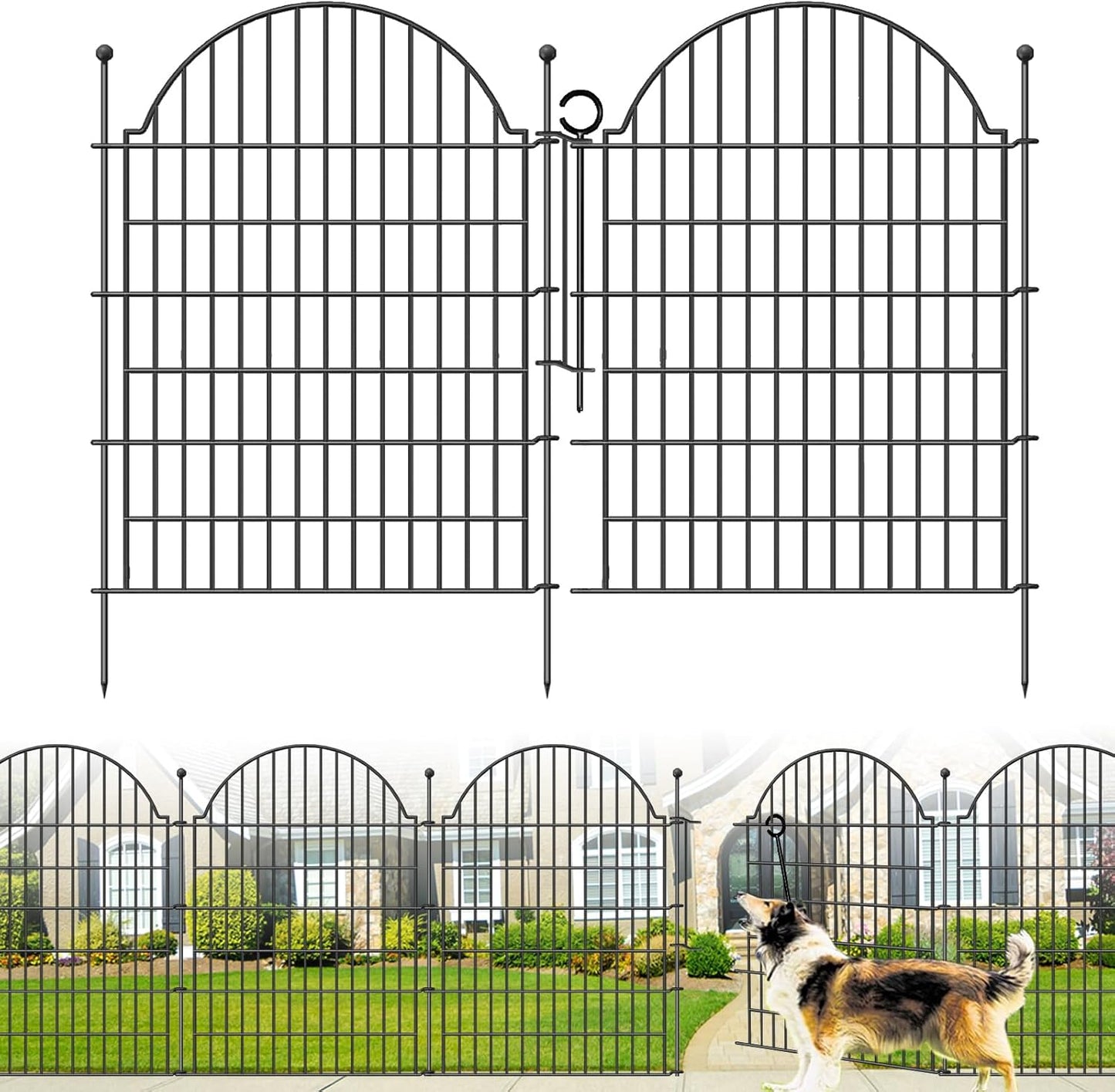 5 Panels Decorative Garden Fencing with Gate for Your Yard