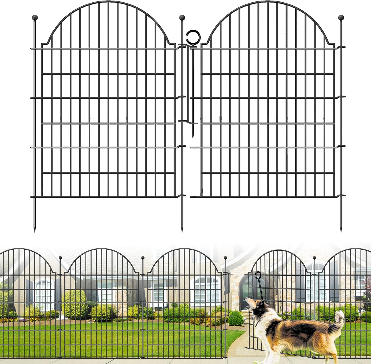 5 Panels Decorative Garden Fencing with Gate for Your Yard