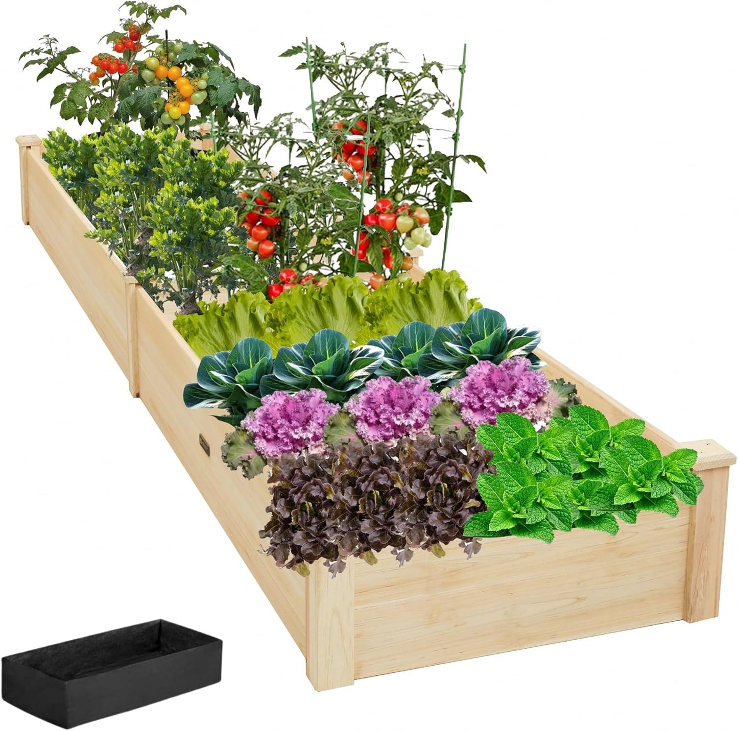 8x2ft Outdoor Wooden Raised Garden Bed for Vegetables and Plants