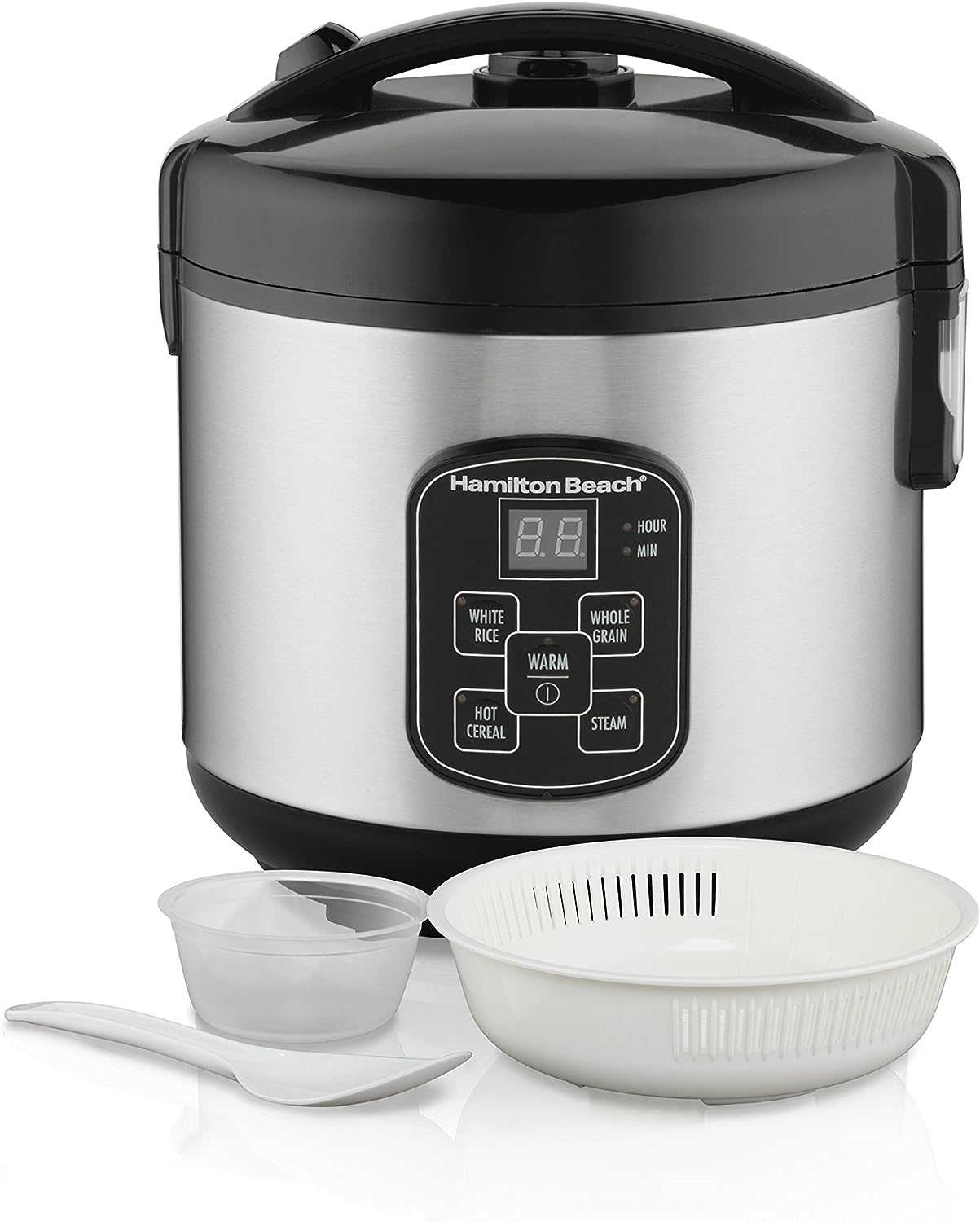 Hamilton Beach Rice Cooker & Steamer, 8 Cups, Stainless Steel