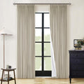 Neutral Pinch Pleated Linen Blackout Curtains 84 in Length - Dual