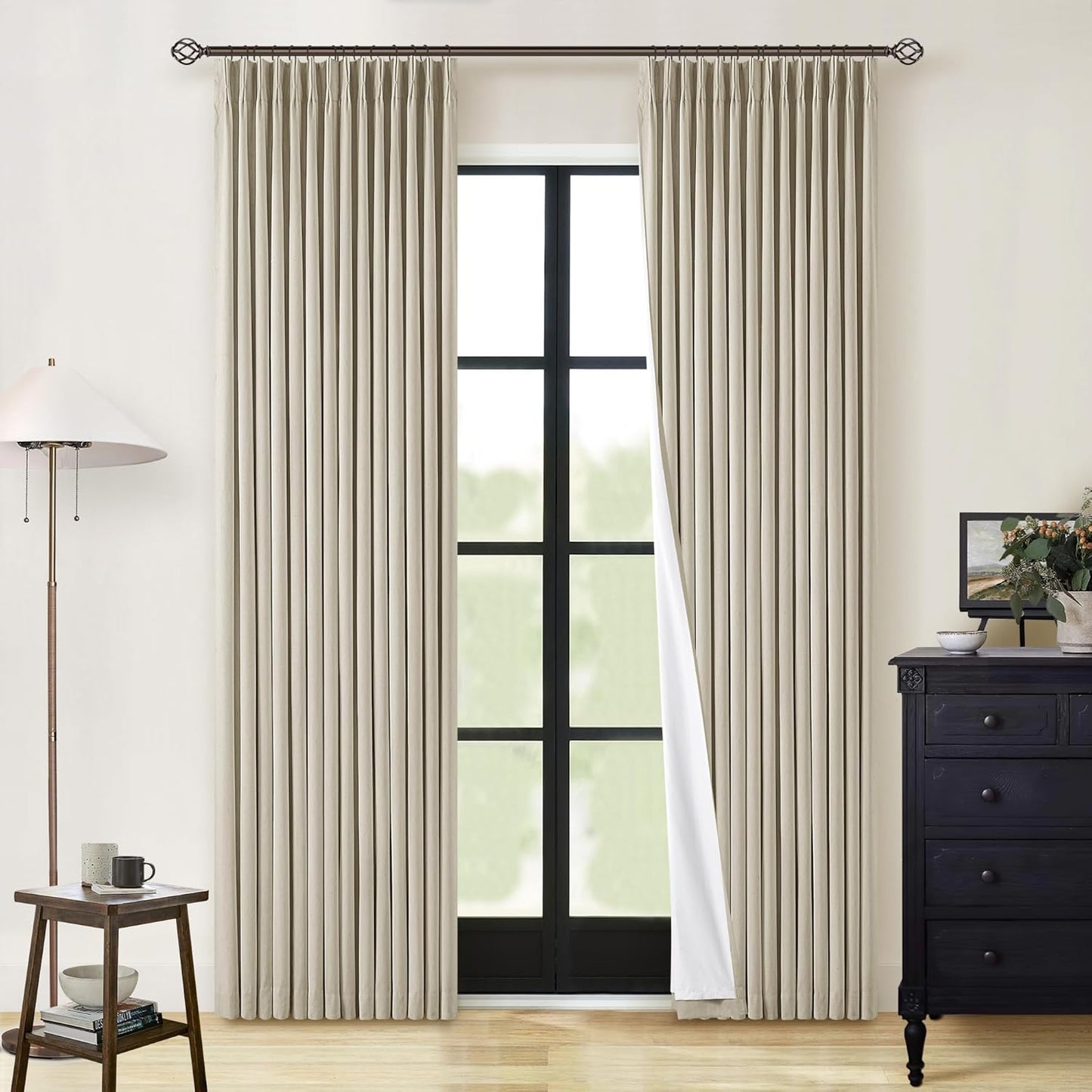 Neutral Pinch Pleated Blackout Curtains for Elegant Living Spaces