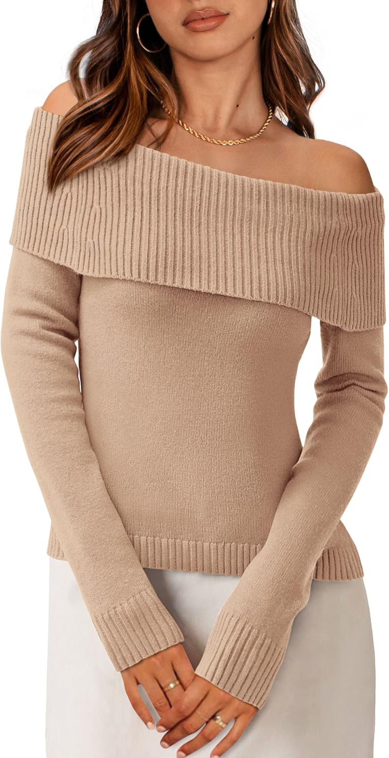 Off The Shoulder Sweater for Women - Cozy Fall Fashion Top