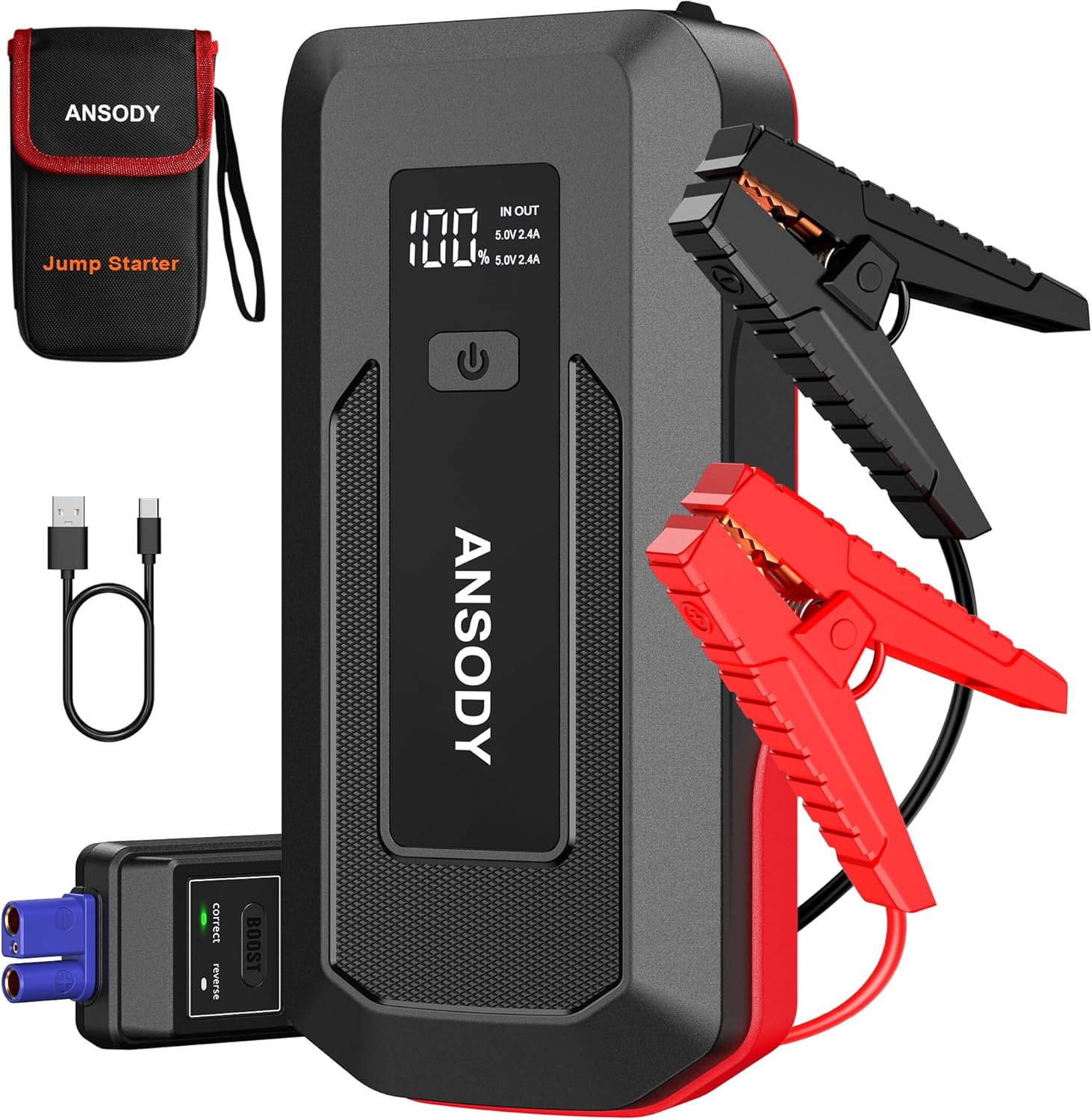 3000A Peak Car Jump Starter for 10L Gas or 8L Diesel Engines