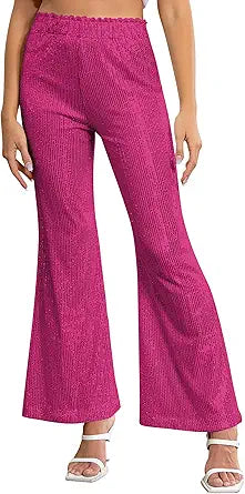 ALISISTER Womens Sequin Pants High Waist Glitter Bell Bottoms
