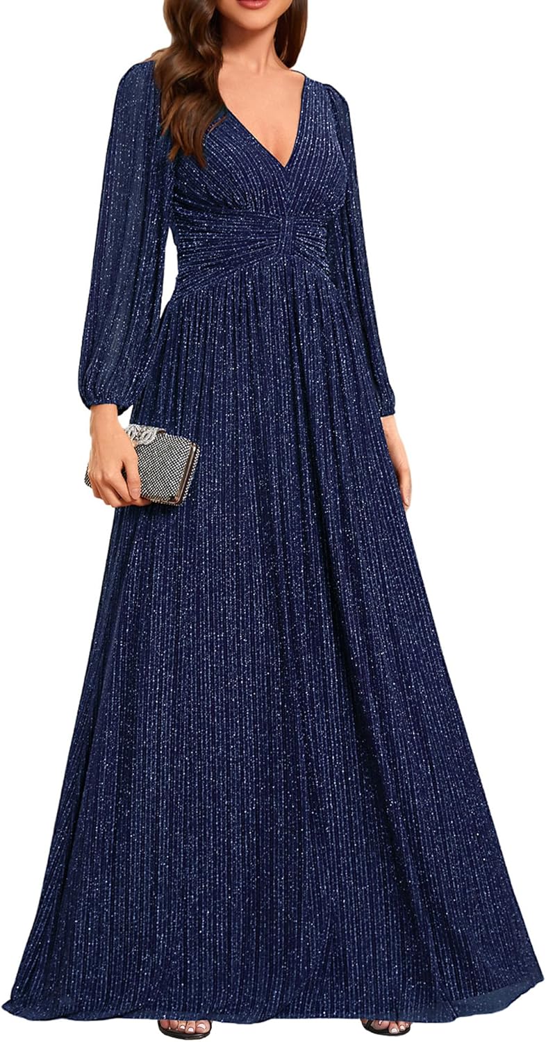 Elegant A-Line Formal Wedding Guest Dresses with Lantern Sleeves