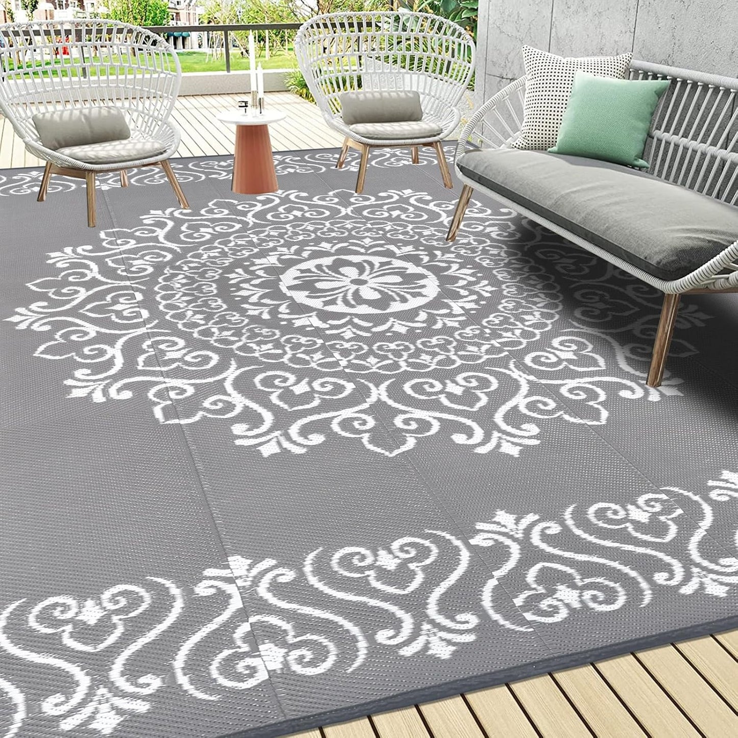 Pauwer Waterproof Outdoor Rug 9x12 for Patio and Camping