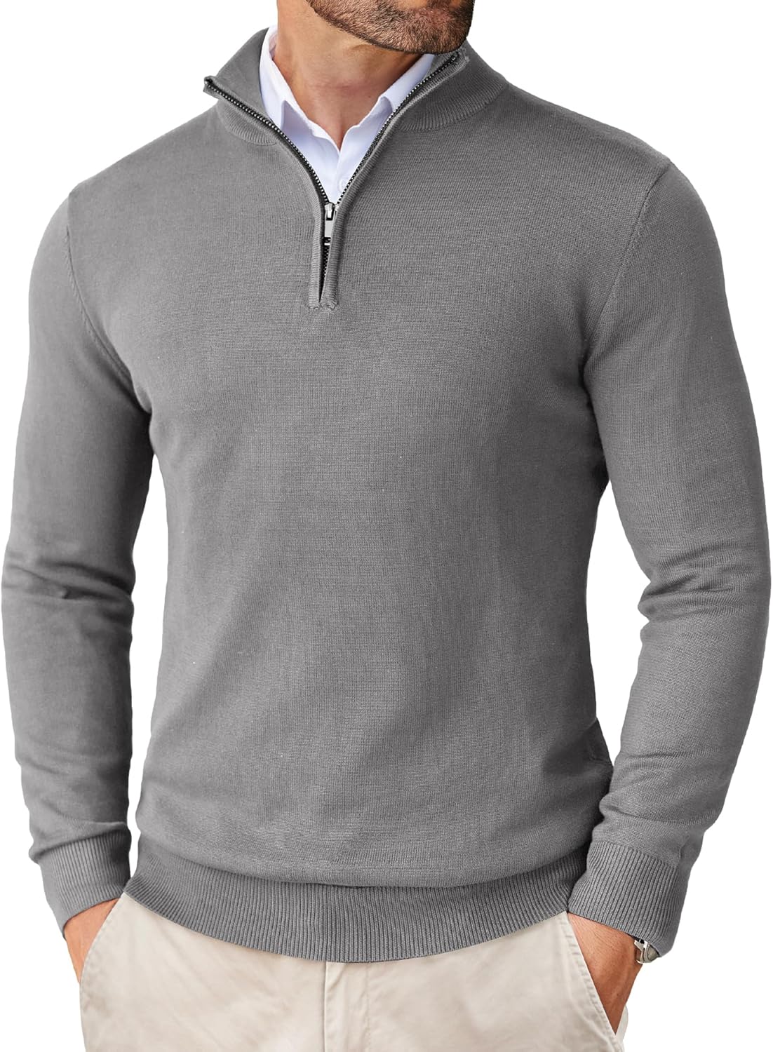 COOFANDY Men's Quarter Zip Up Sweaters for Stylish Comfort