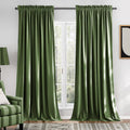 Moss Green Velvet Curtains and Drapes - Thermal, Room Darkening 52in x