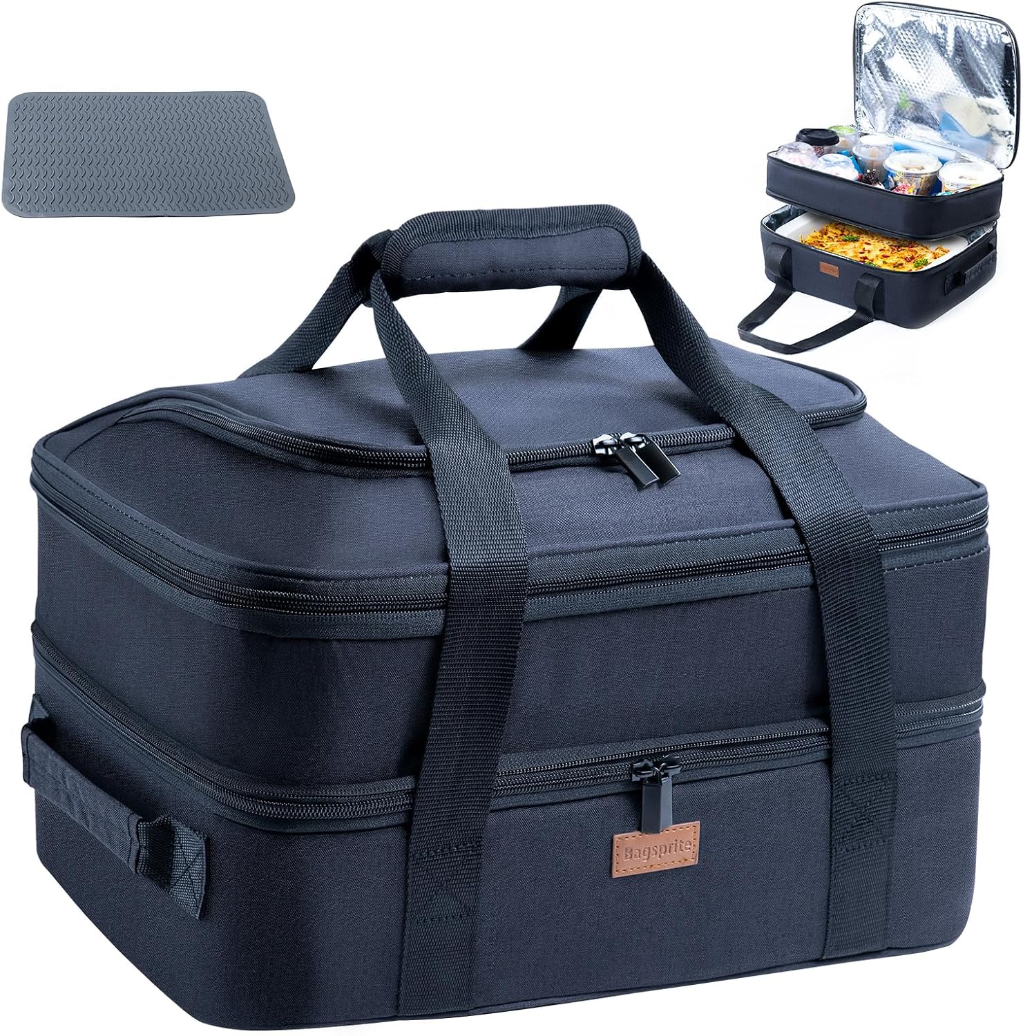 Expandable Insulated Casserole Carrier for Hot or Cold Food