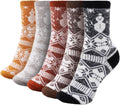 Fuzzy Cozy Socks for Women 5 Pair - Warm Soft Winter Cabin Socks