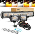 20 in 420W LED Light Bar with 2x 4 in 60W Pods - 6 Modes Amber White
