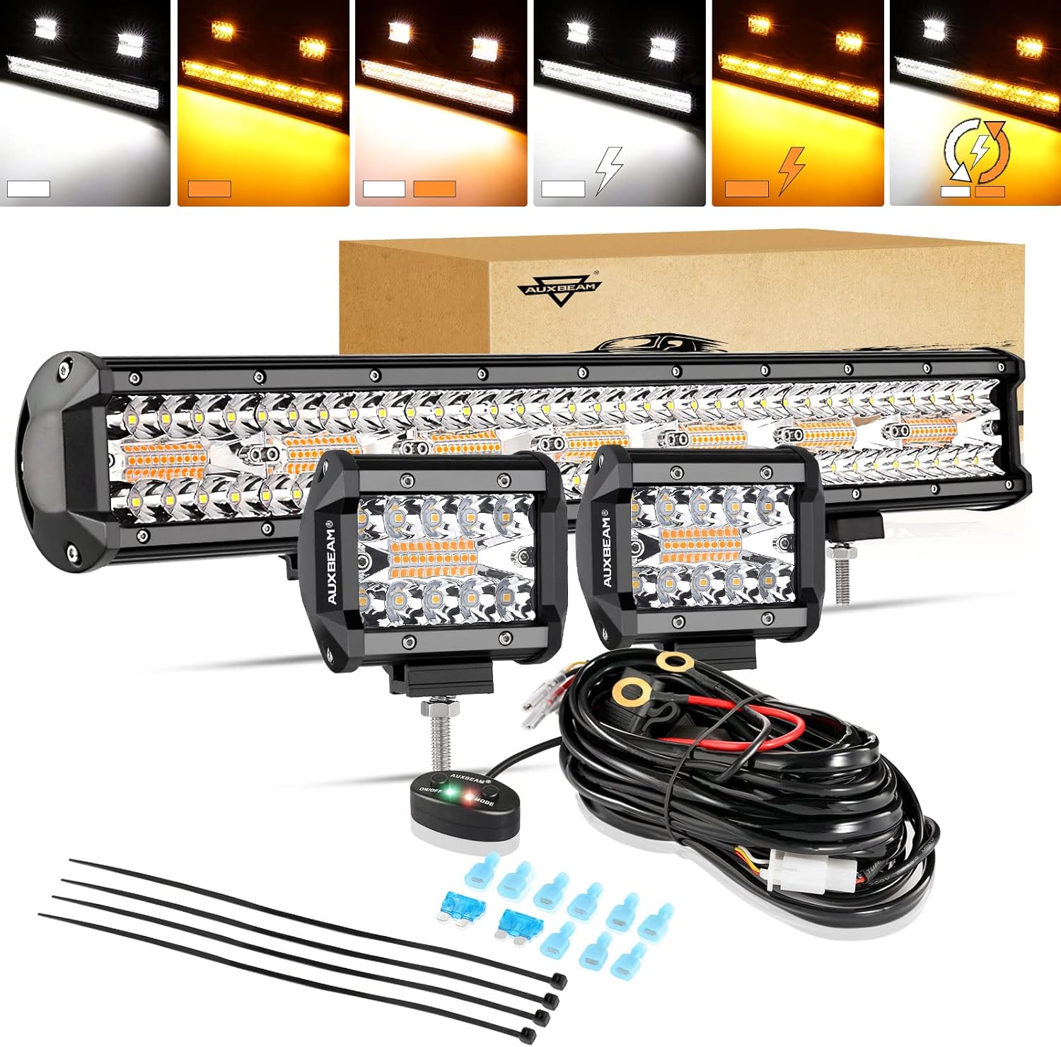 Auxbeam 20 Inch 420W LED Light Bar with 6 Modes for All Vehicles