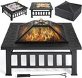 34in Square Fire Pit Table for Patio - Versatile Backyard Bonfire