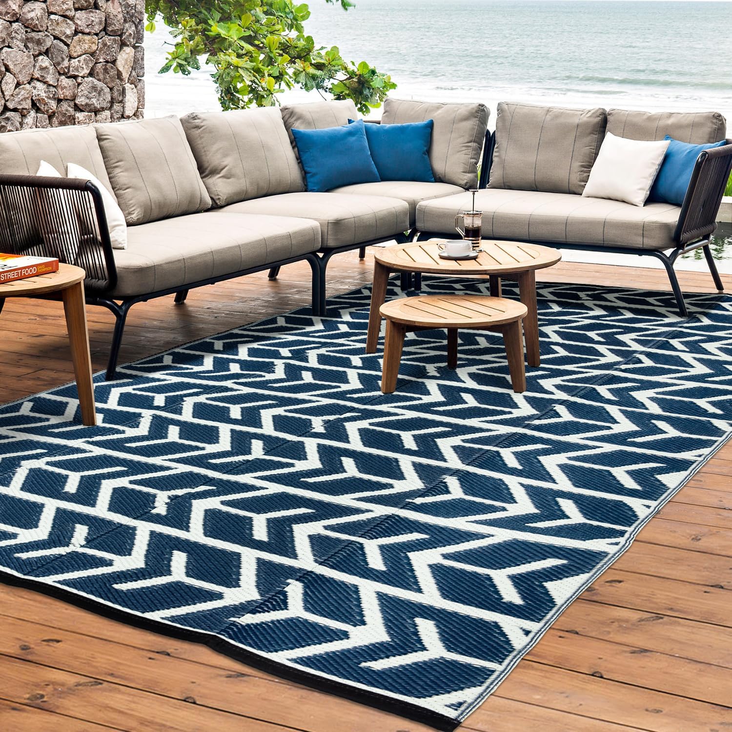 Outdoor Rug Carpet Waterproof Reversible Mats for Patio Use