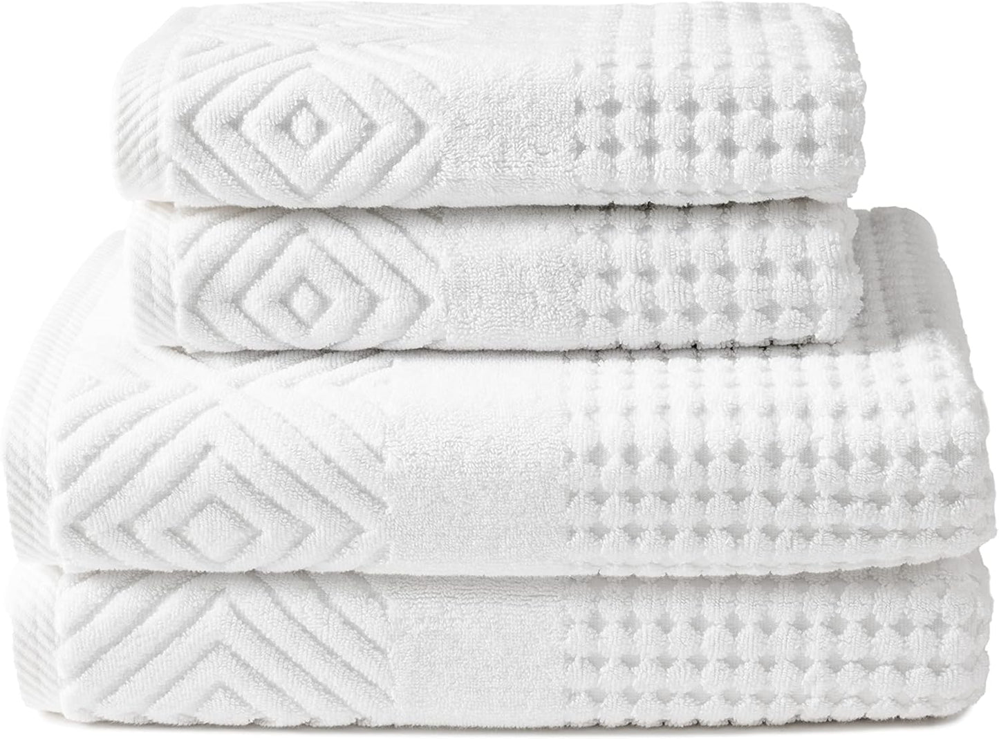 Texere 100% Organic Cotton Diamond Jacquard Luxury Bath Towels