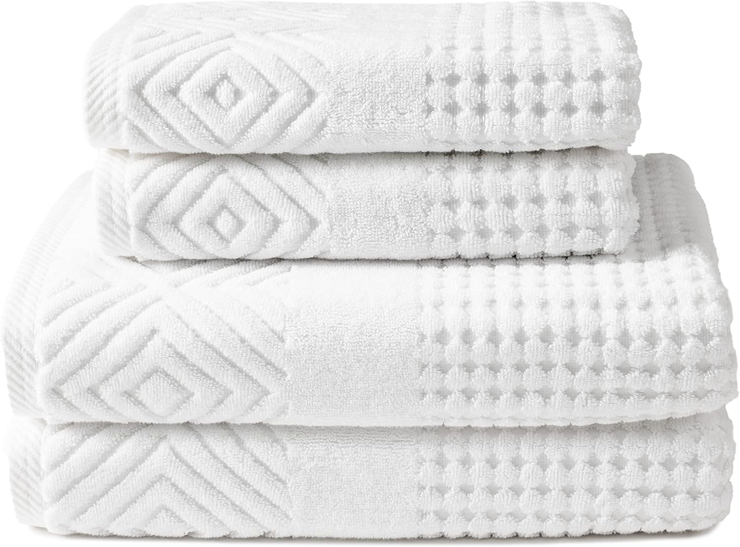 Texere 100% Organic Cotton Diamond Jacquard Luxury Bath Towels