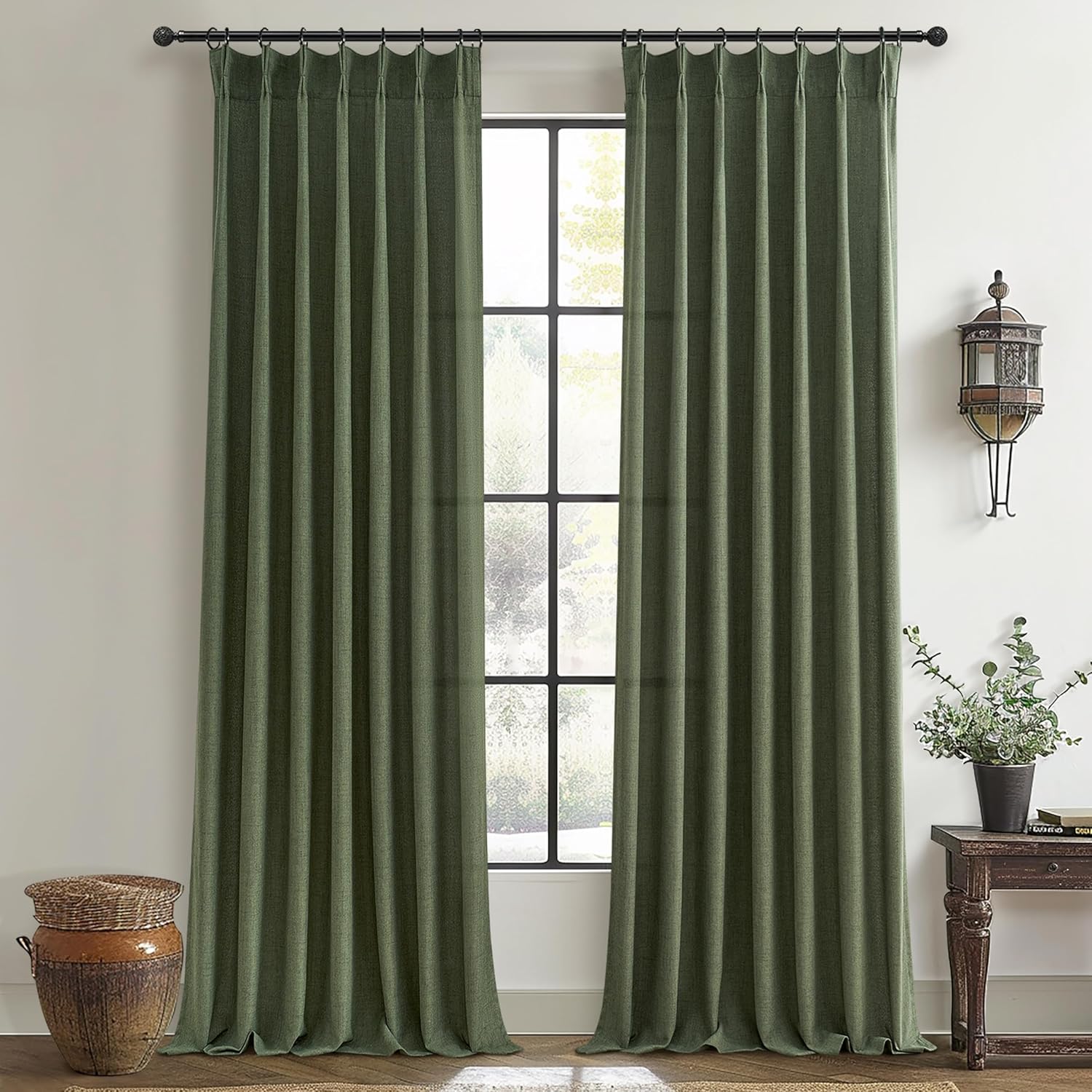 Loden Pinch Pleated Floor to Ceiling Long Curtains for Elegance