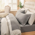 PURE ERA Jersey Knit 4pc Bed Sheet Set - Super Soft Heather Dark Grey