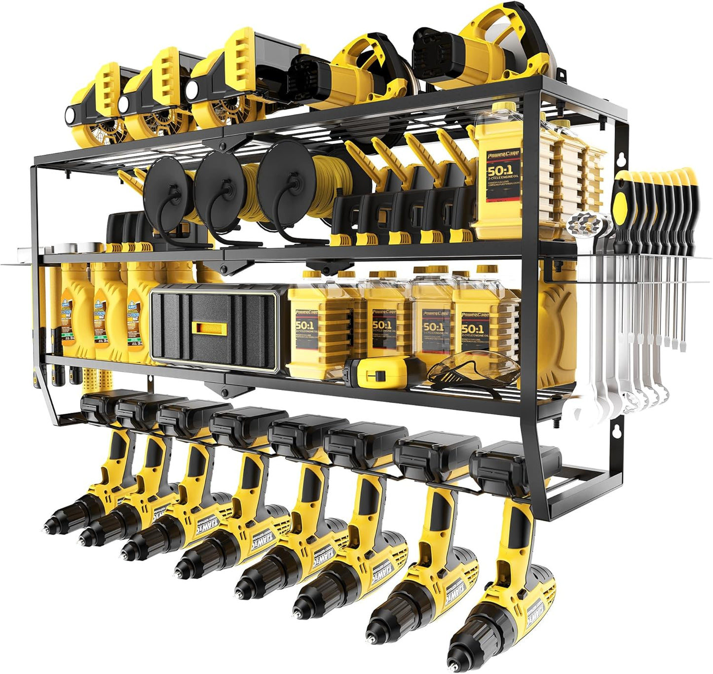 DRQ Heavy Duty Power Tool Organizer: 150LBS Load, 4 Tier Rack
